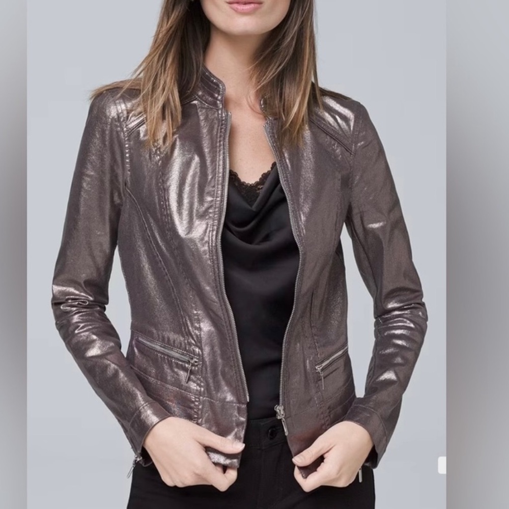 White House Black Market | size 4 | gray moto jacket